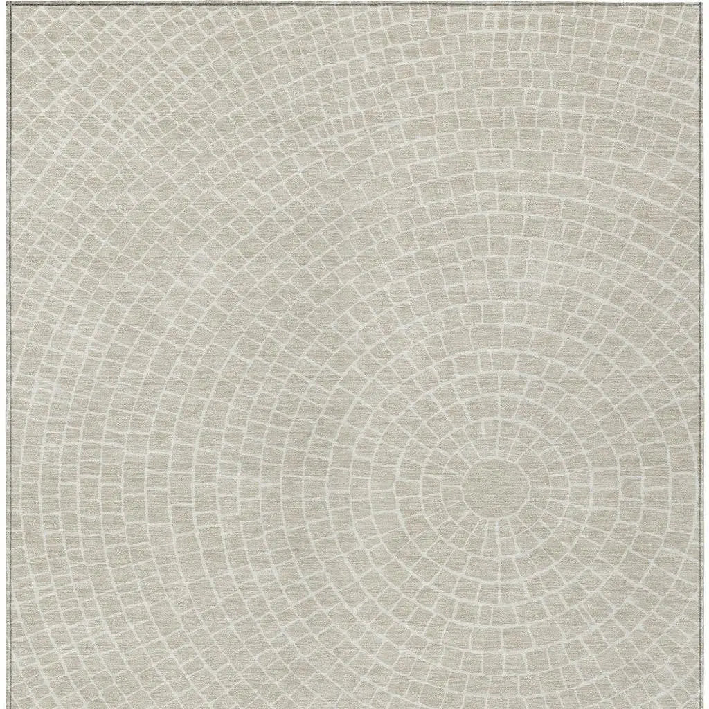 3' X 5' Beige And Ivory Geometric Washable Indoor Outdoor Area Rug Homeroots Outdoor