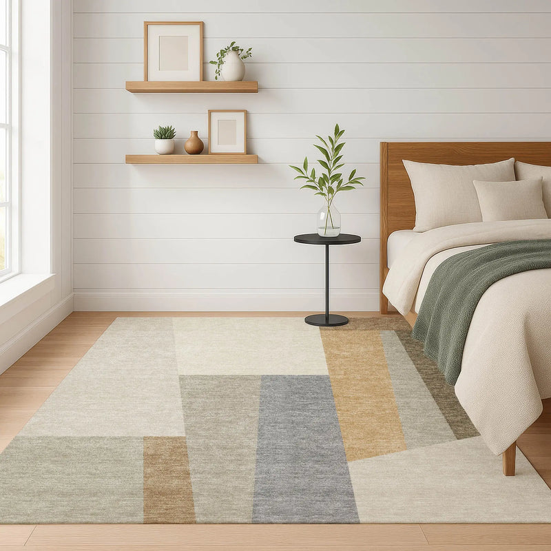 3' X 5' Beige And Ivory Geometric Washable Indoor Outdoor Area Rug Homeroots Outdoor