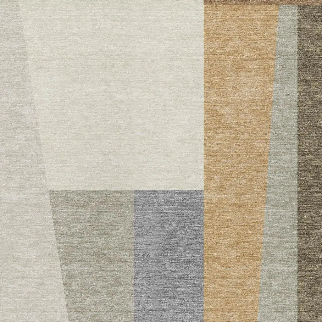 3' X 5' Beige And Ivory Geometric Washable Indoor Outdoor Area Rug Homeroots Outdoor