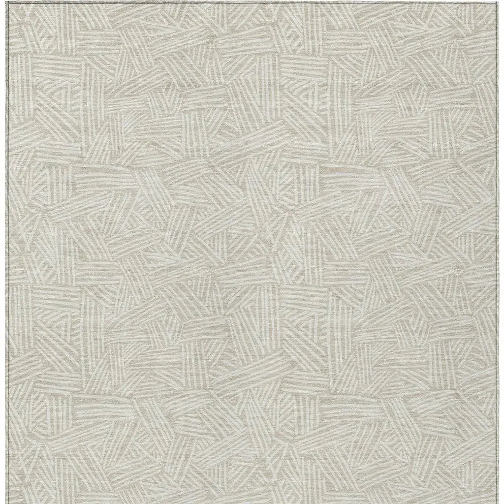 3' X 5' Beige And Ivory Geometric Washable Indoor Outdoor Area Rug Homeroots Outdoor