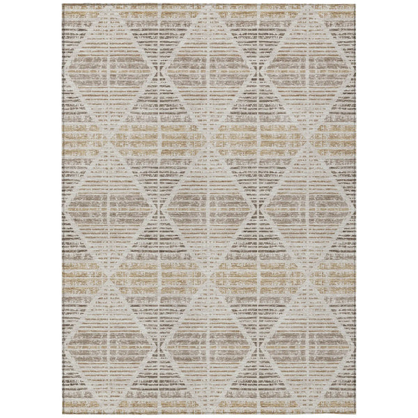 3' X 5' Beige And Ivory Geometric Washable Indoor Outdoor Area Rug Homeroots Outdoor