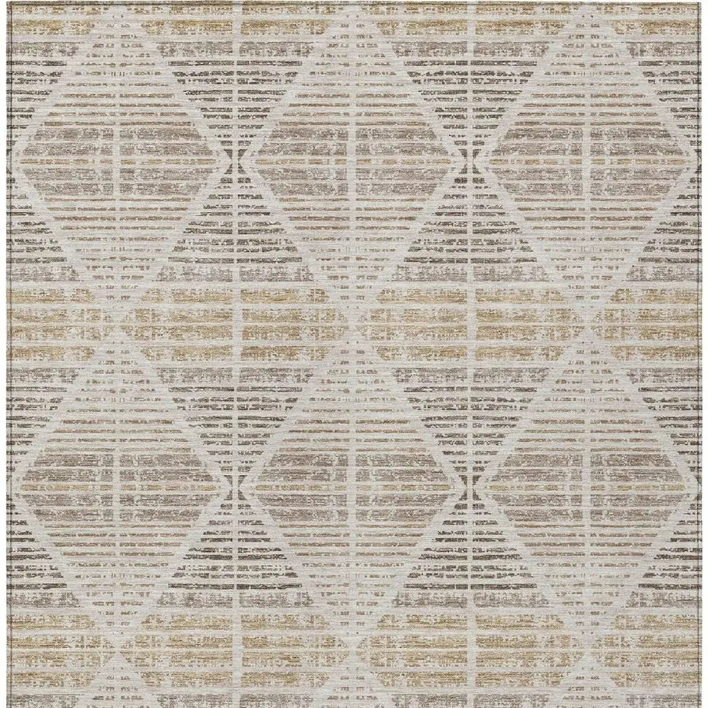 3' X 5' Beige And Ivory Geometric Washable Indoor Outdoor Area Rug Homeroots Outdoor