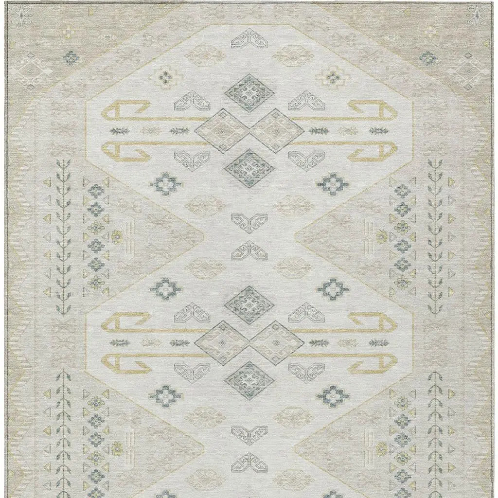 3' X 5' Beige And Ivory Geometric Washable Indoor Outdoor Area Rug Homeroots Outdoor