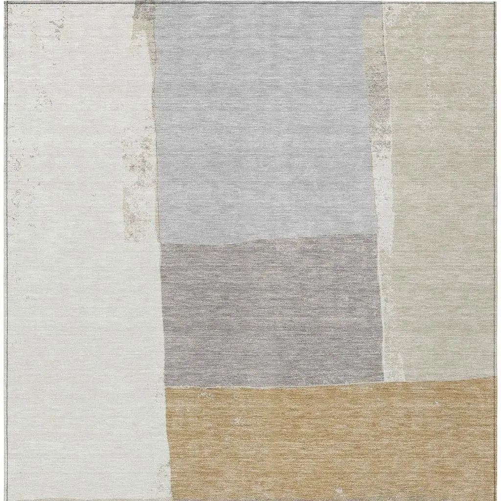 3' X 5' Beige And Ivory Geometric Washable Indoor Outdoor Area Rug Homeroots Outdoor