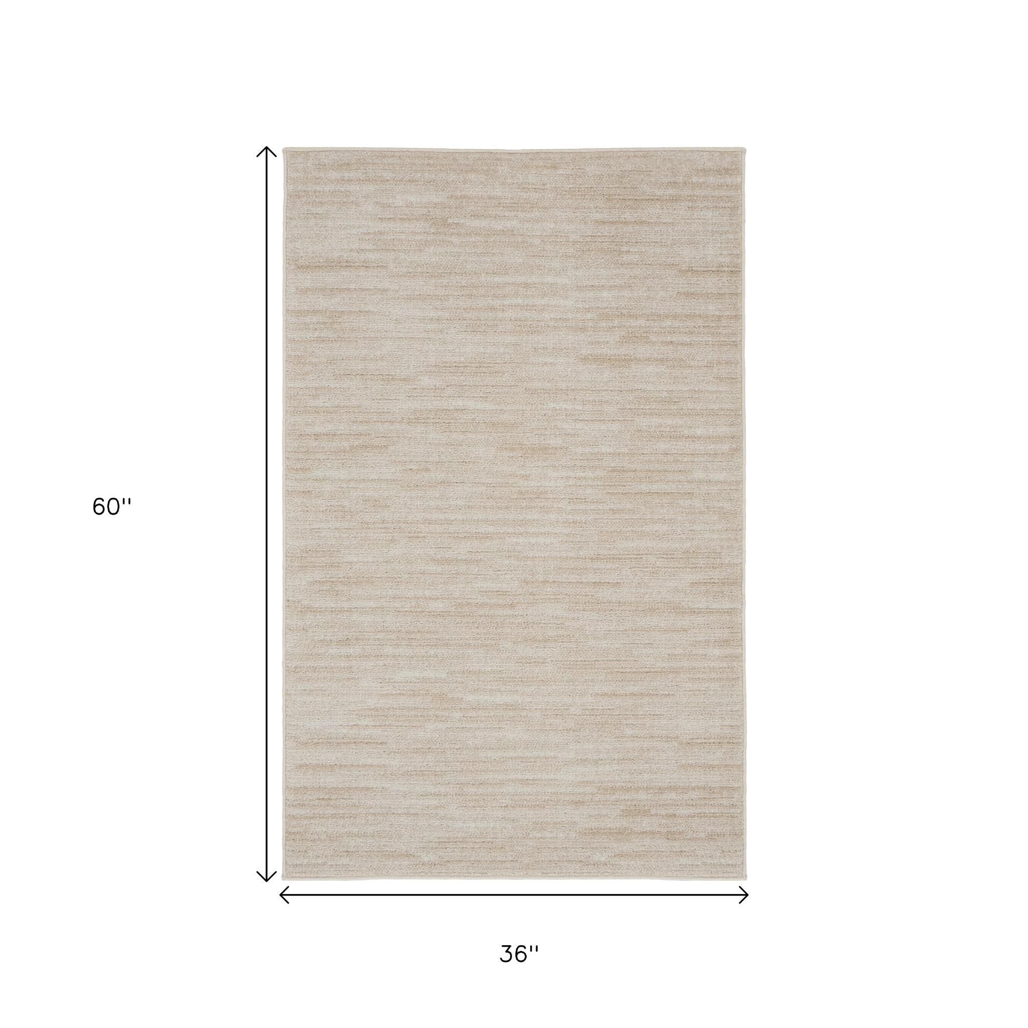 3' X 5' Beige And Ivory Indoor Outdoor Area Rug - GreatEagleInc