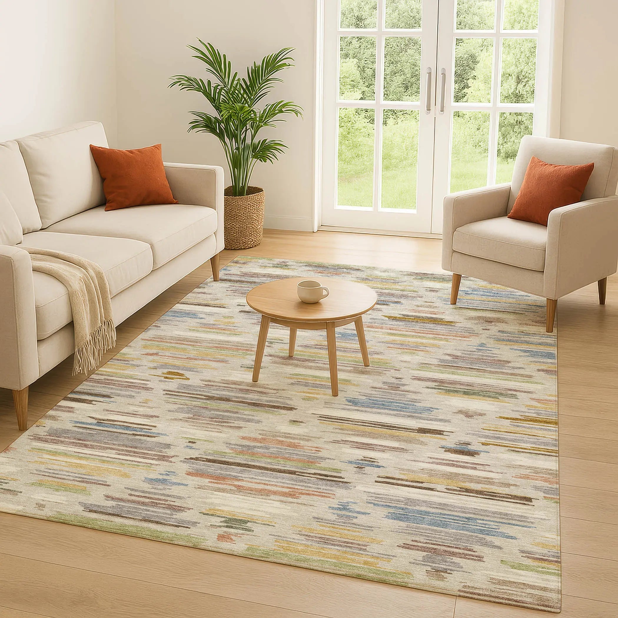 3' X 5' Beige And Ivory Southwestern Washable Indoor Outdoor Area Rug Homeroots Outdoor