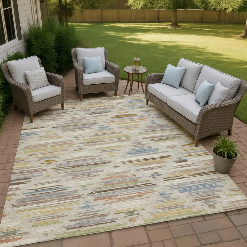 3' X 5' Beige And Ivory Southwestern Washable Indoor Outdoor Area Rug Homeroots Outdoor