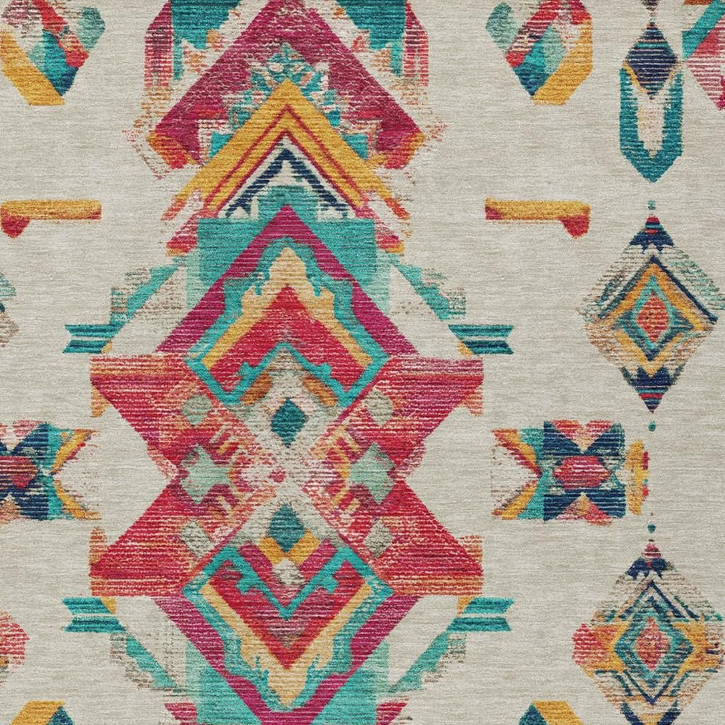 3' X 5' Beige And Ivory Tribal Washable Indoor Outdoor Area Rug Homeroots Outdoor