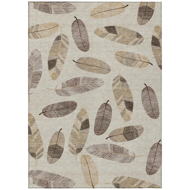 3' X 5' Beige And Sky Blue Botanical Leaves Washable Indoor Outdoor Area Rug Homeroots Outdoor