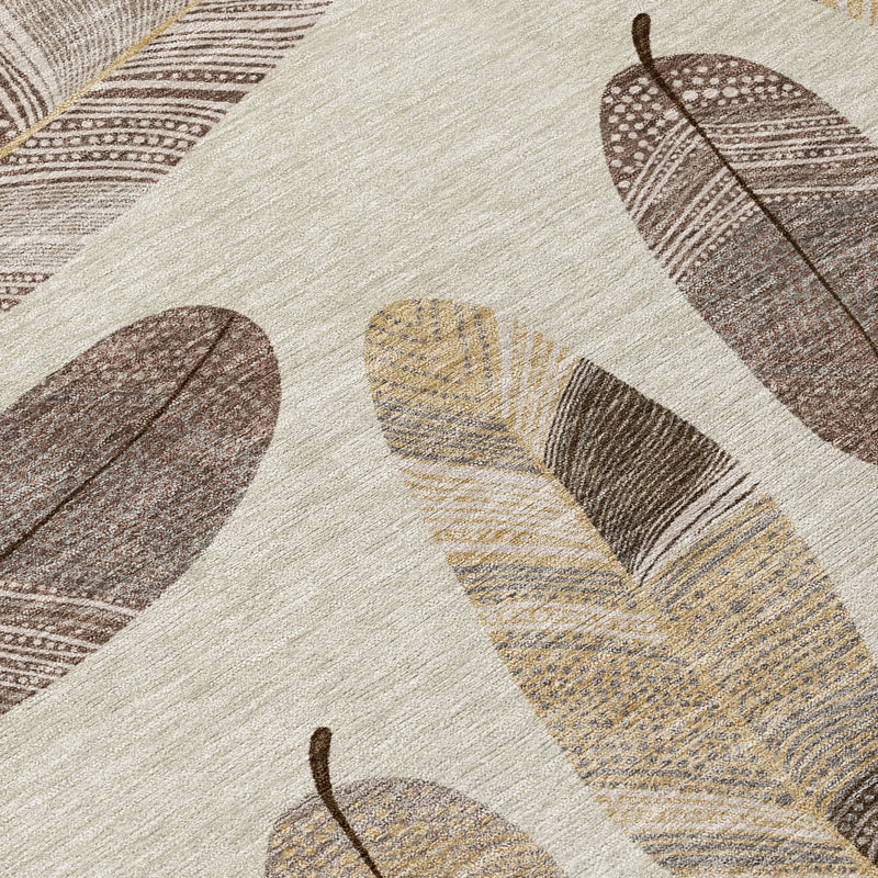 3' X 5' Beige And Sky Blue Botanical Leaves Washable Indoor Outdoor Area Rug Homeroots Outdoor