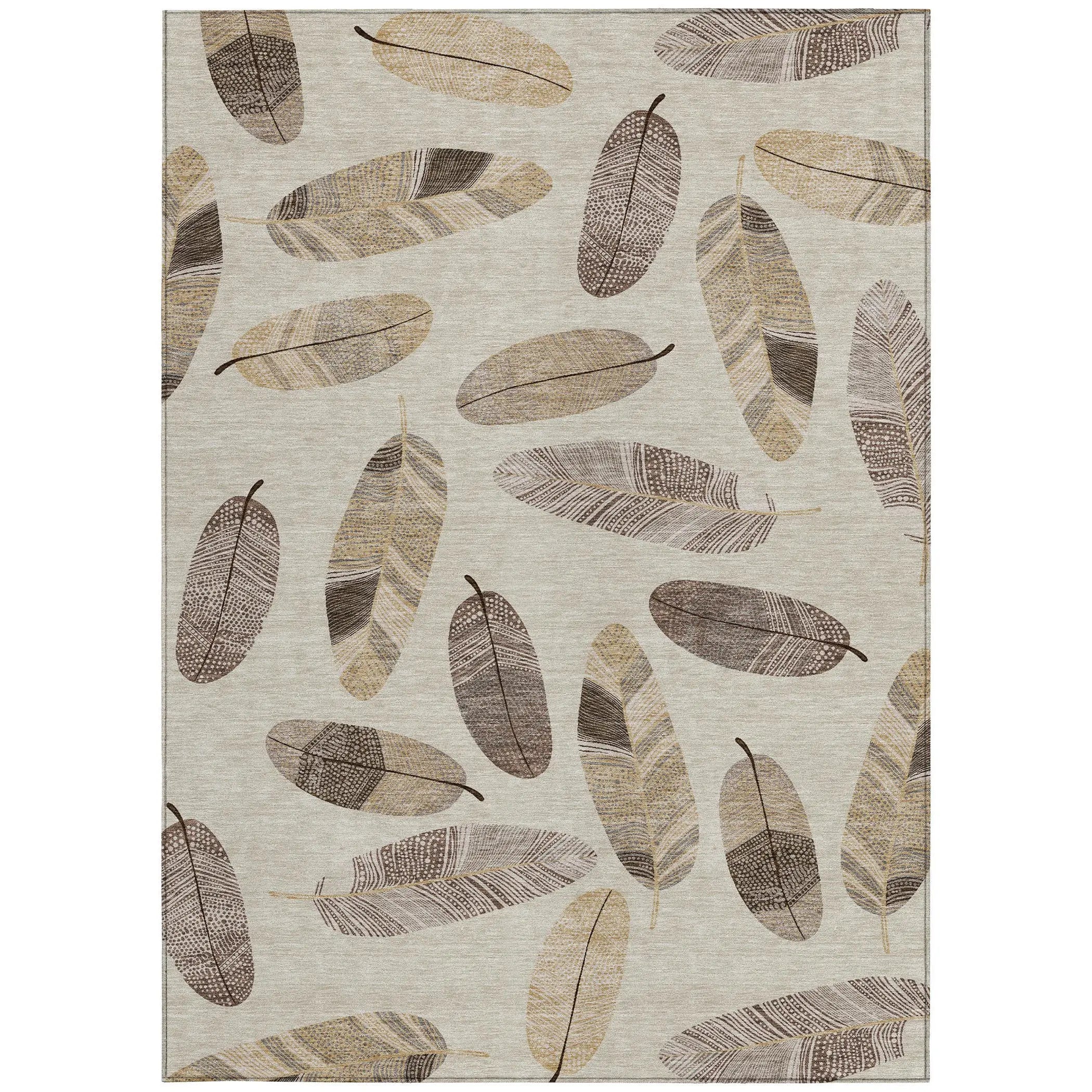 3' X 5' Beige And Sky Blue Botanical Leaves Washable Indoor Outdoor Area Rug Homeroots Outdoor