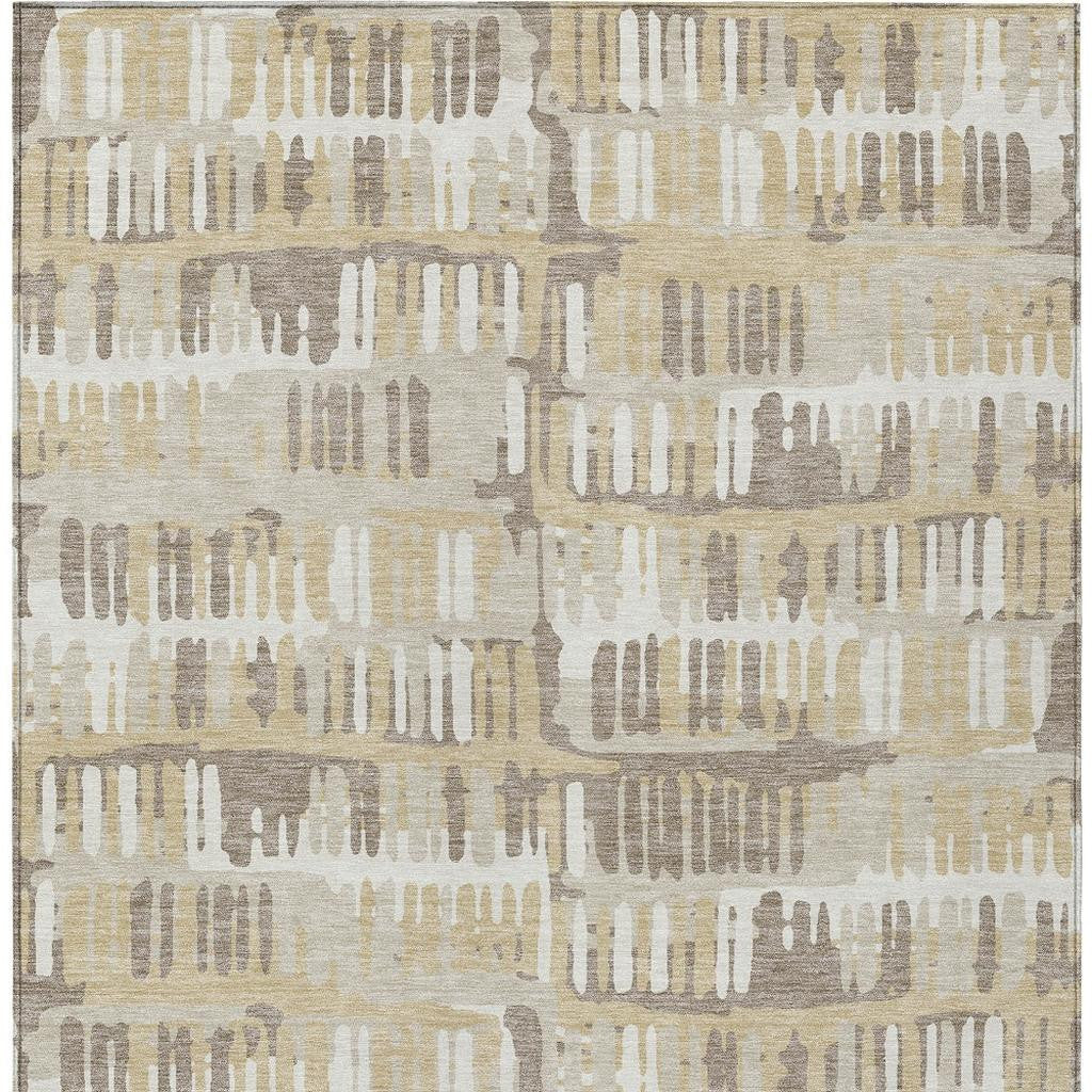 3' X 5' Beige And Taupe Abstract Washable Indoor Outdoor Area Rug Homeroots Outdoor