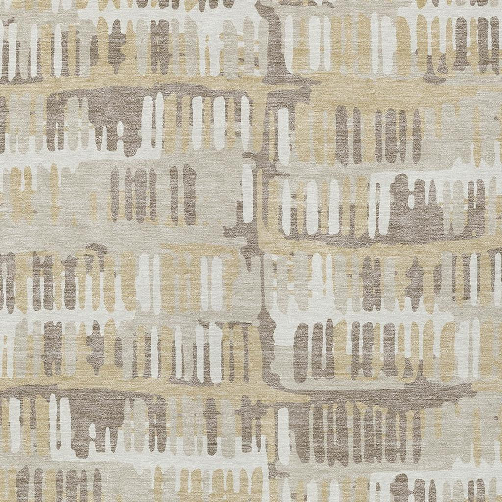 3' X 5' Beige And Taupe Abstract Washable Indoor Outdoor Area Rug Homeroots Outdoor