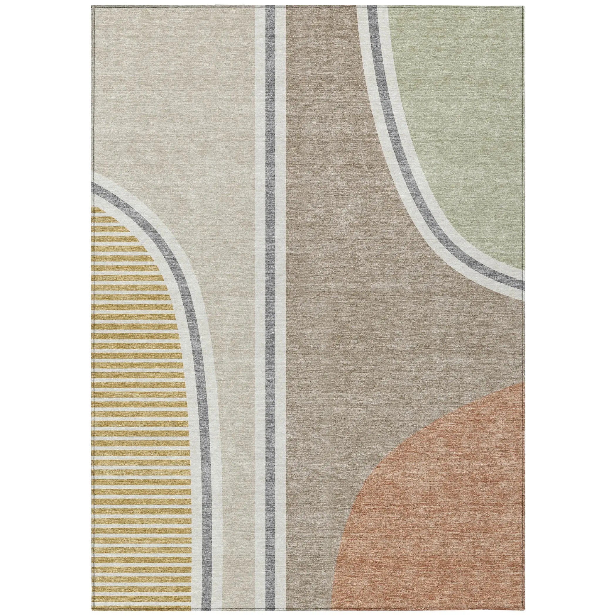 3' X 5' Beige And Taupe Geometric Washable Indoor Outdoor Area Rug Homeroots Outdoor