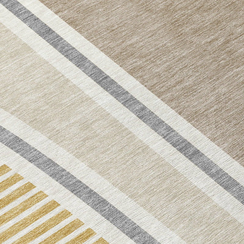 3' X 5' Beige And Taupe Geometric Washable Indoor Outdoor Area Rug Homeroots Outdoor