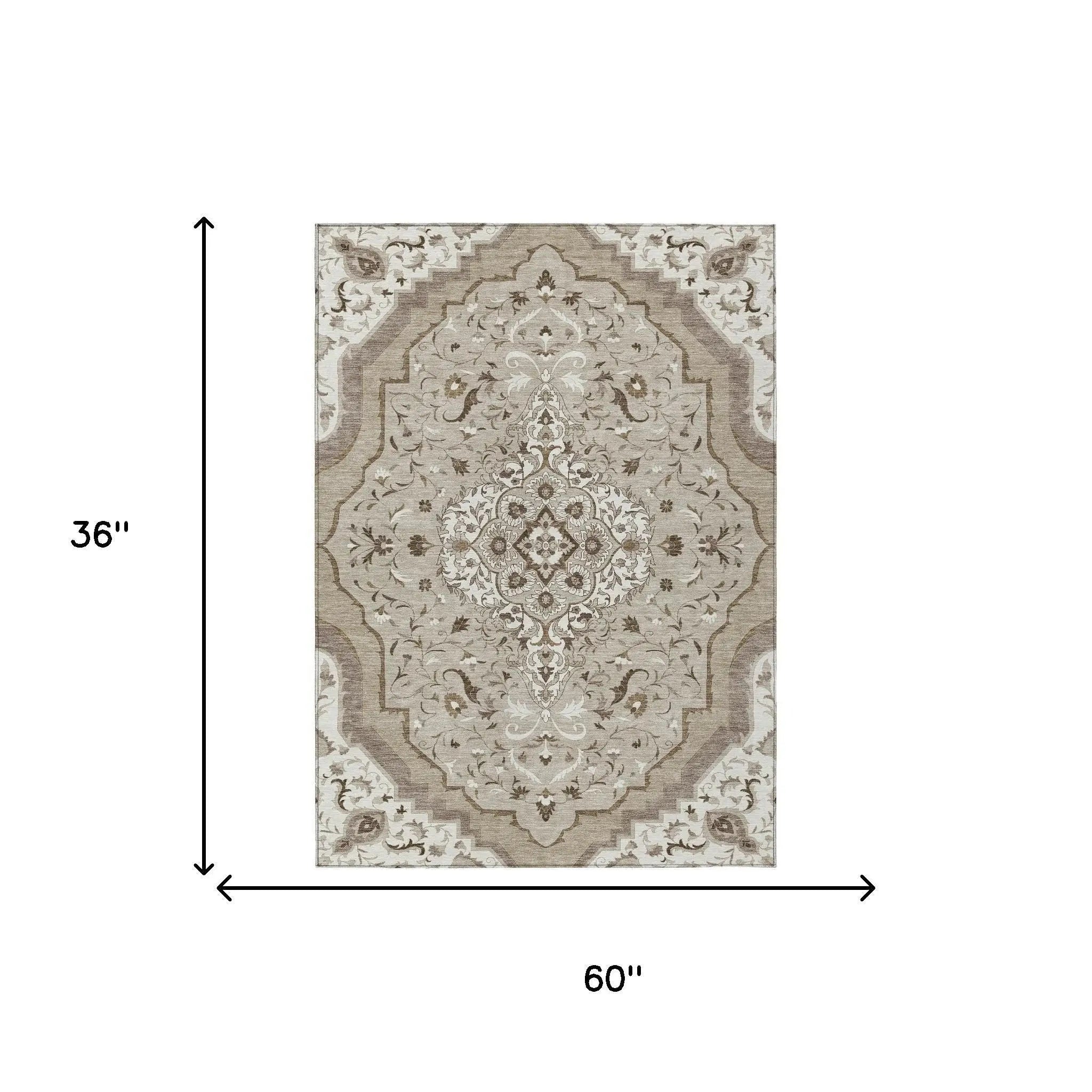 3' X 5' Beige And Taupe Medallion Washable Indoor Outdoor Area Rug Homeroots Outdoor