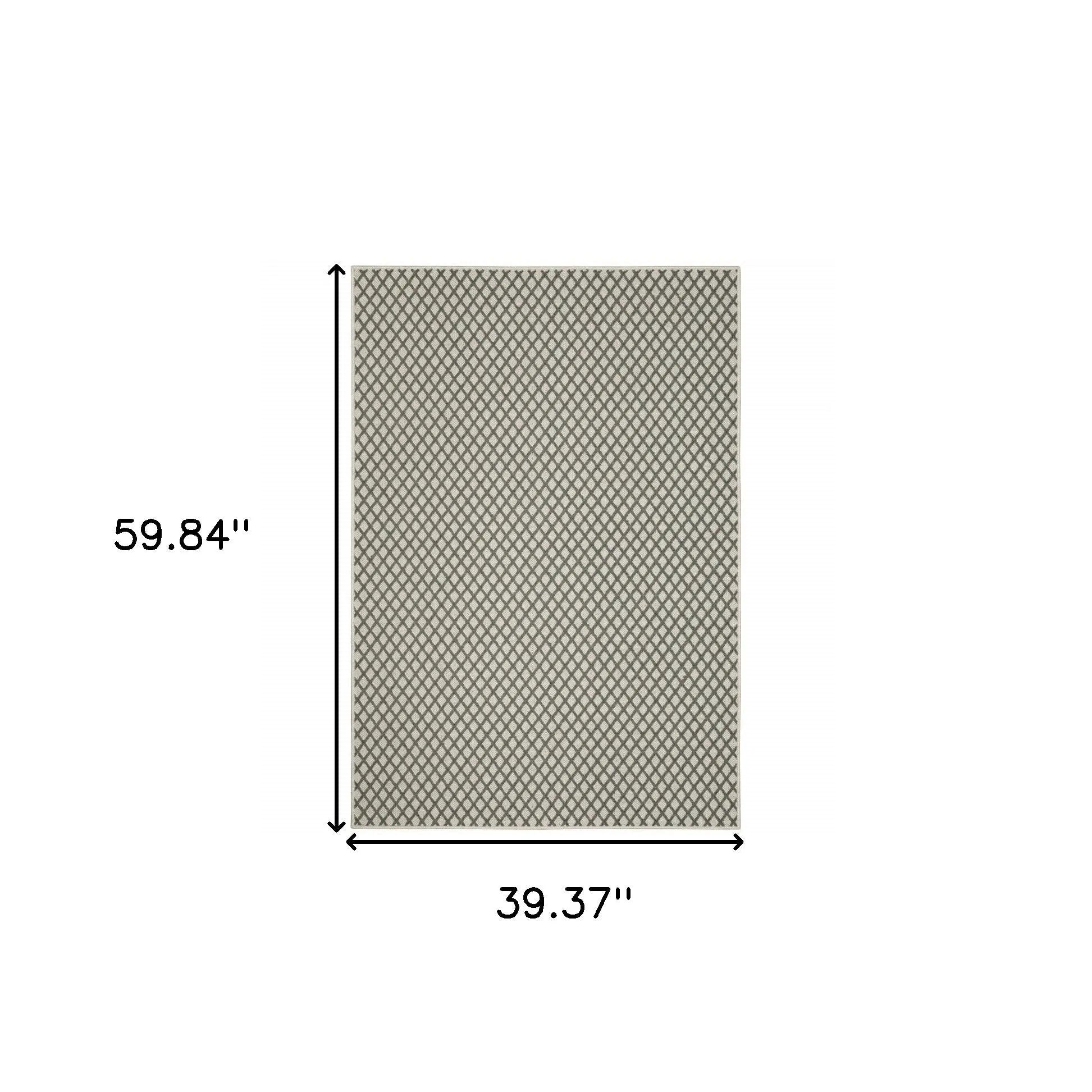 3' X 5' Beige Geometric Stain Resistant Indoor Outdoor Area Rug Homeroots Outdoor