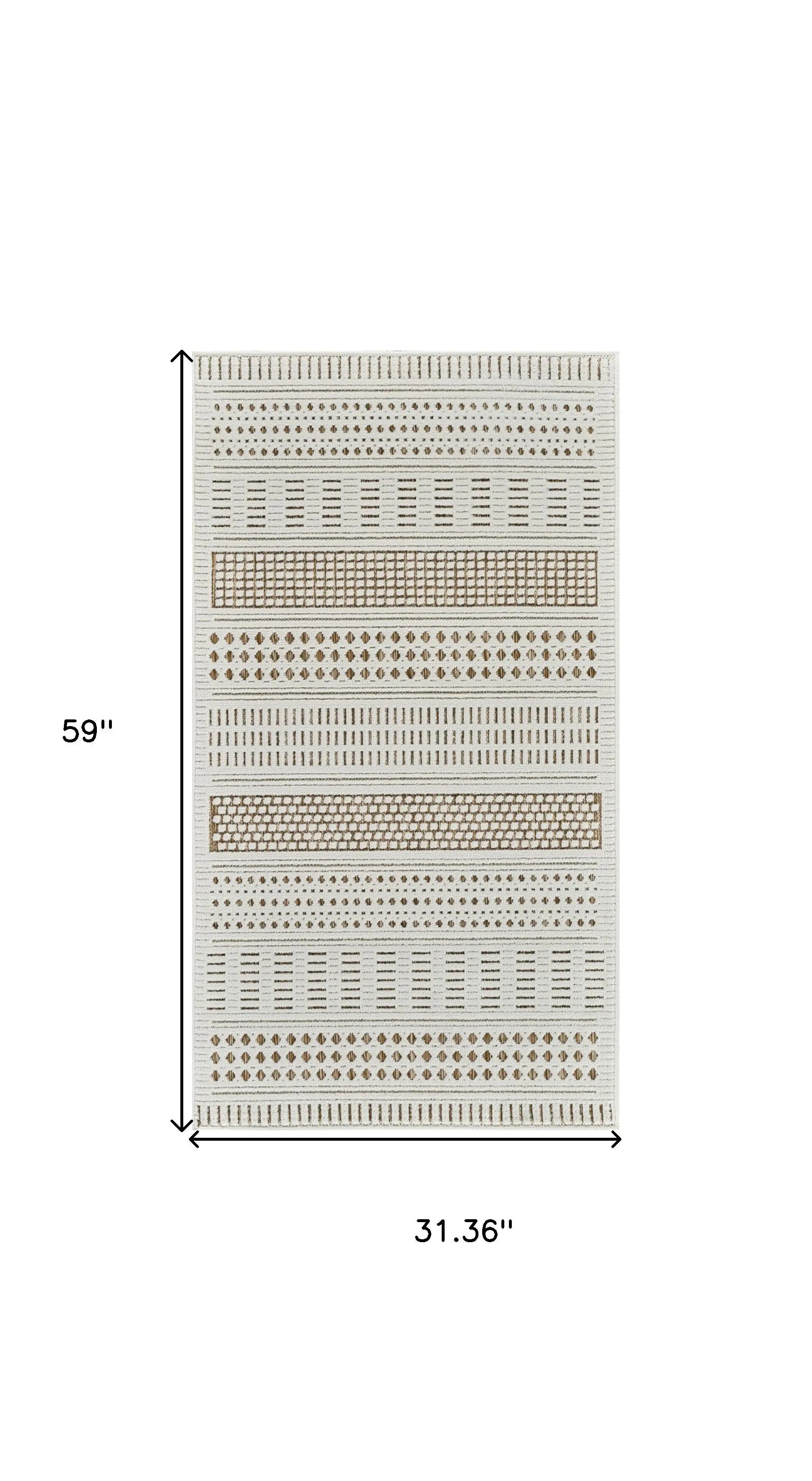 3' X 5' Beige and Brown Geometric Distressed Indoor Outdoor Area Rug Homeroots Outdoor