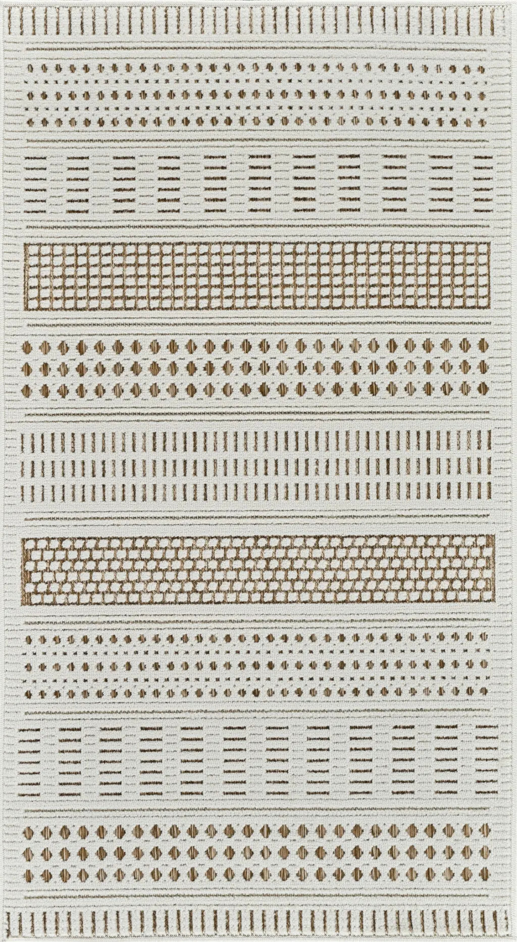3' X 5' Beige and Brown Geometric Distressed Indoor Outdoor Area Rug Homeroots Outdoor