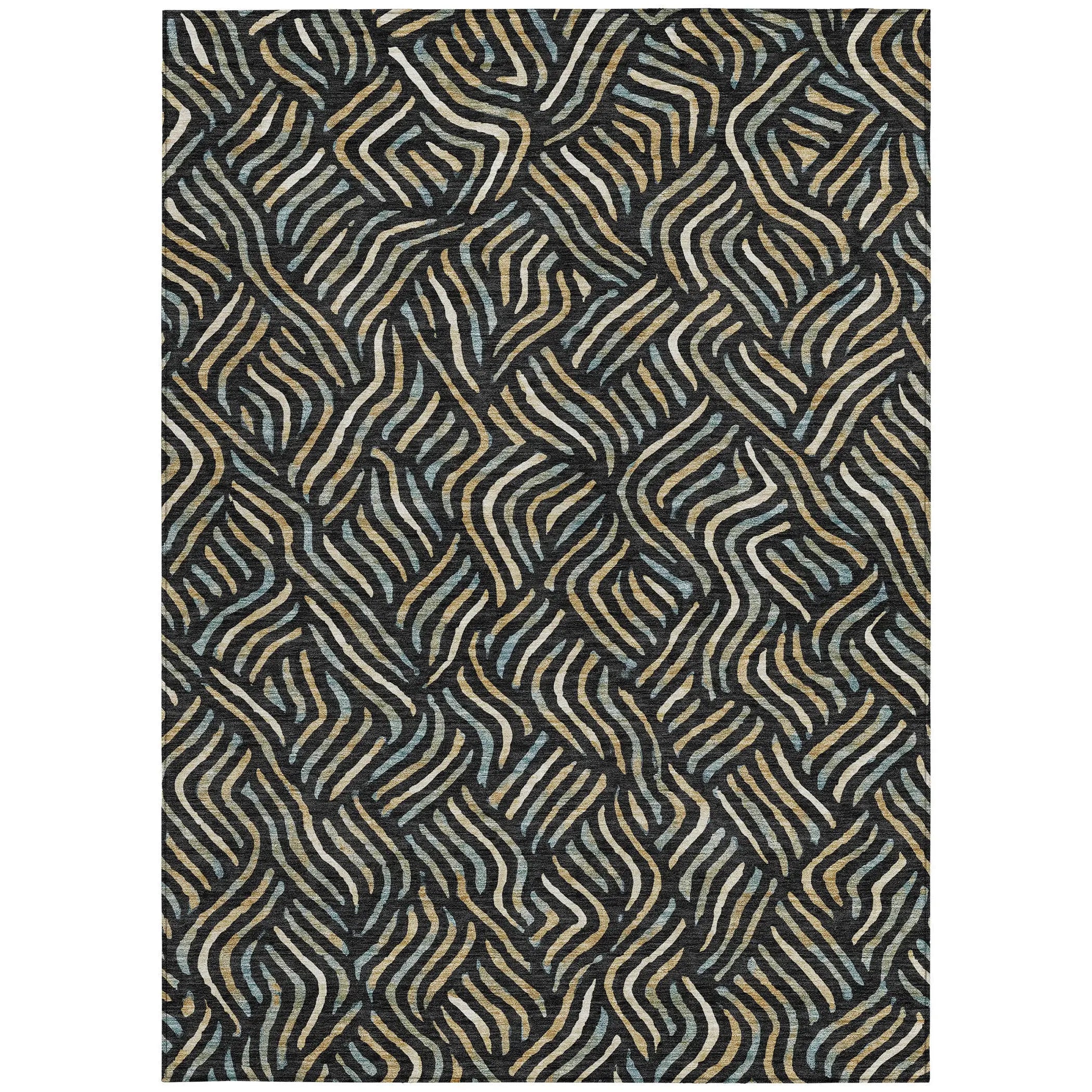 3' X 5' Black And Beige Abstract Washable Indoor Outdoor Area Rug Homeroots Outdoor