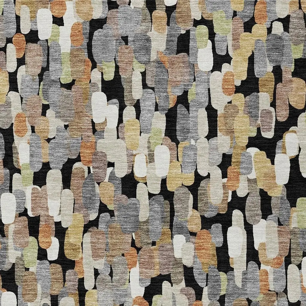 3' X 5' Black And Beige Abstract Washable Indoor Outdoor Area Rug Homeroots Outdoor
