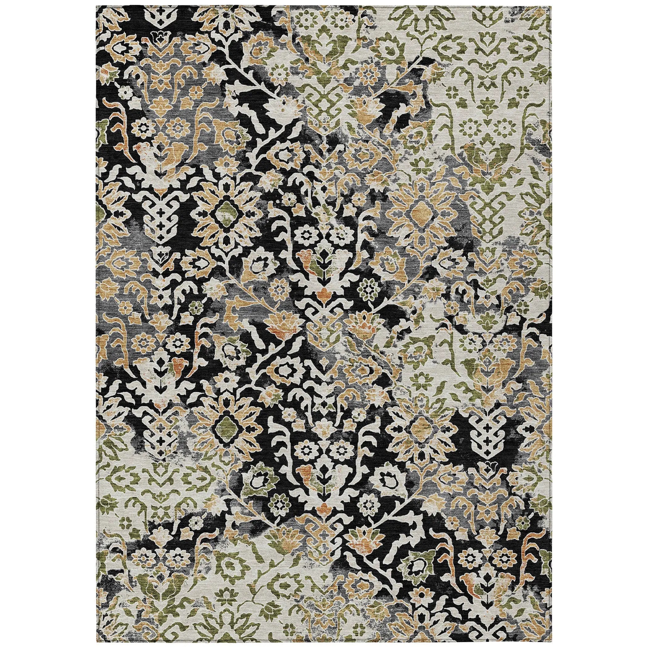 3' X 5' Black And Beige Geometric Washable Indoor Outdoor Area Rug Homeroots Outdoor