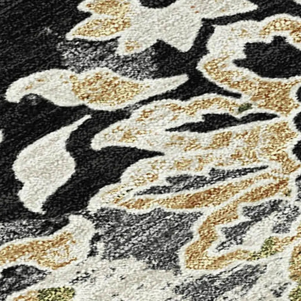 3' X 5' Black And Beige Geometric Washable Indoor Outdoor Area Rug Homeroots Outdoor