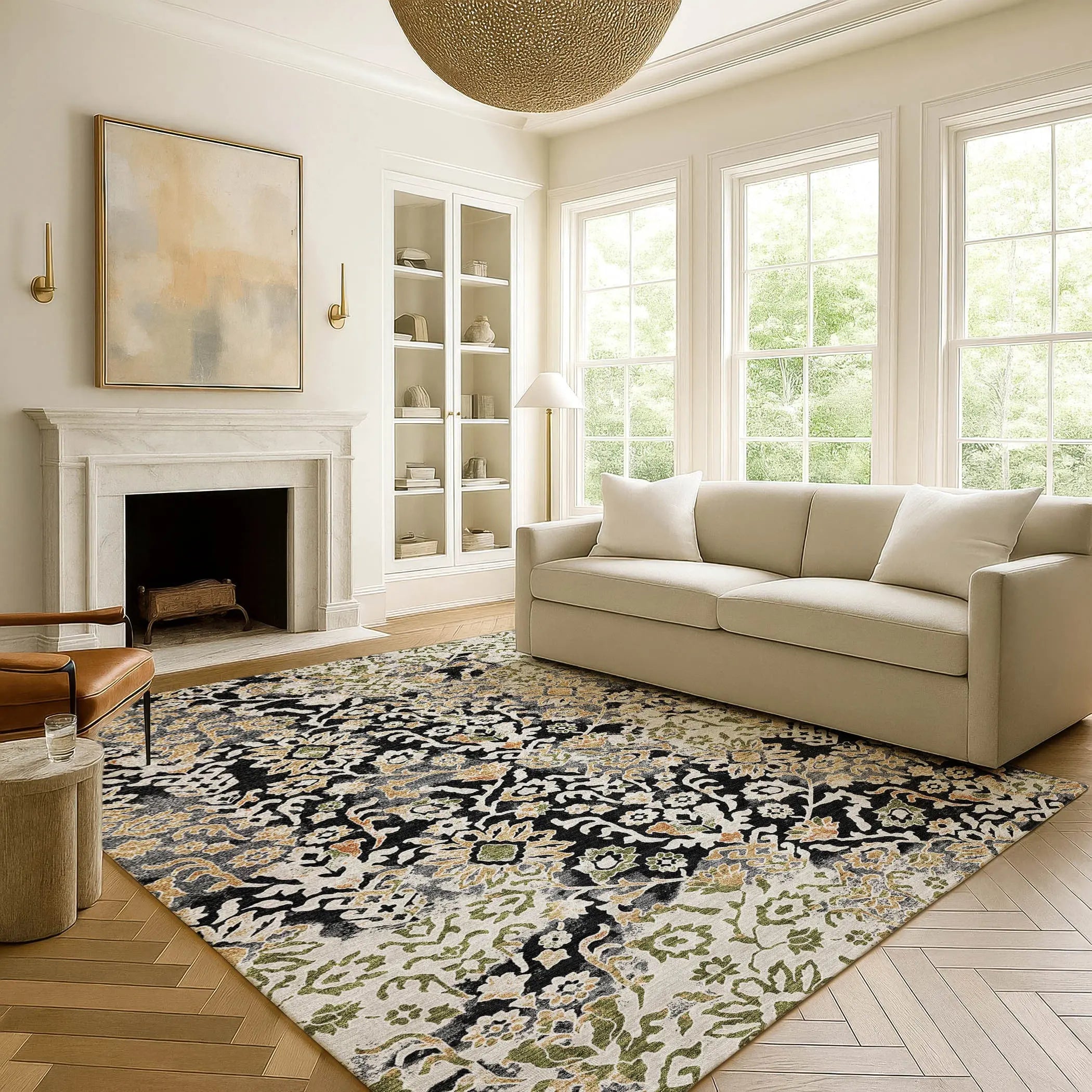 3' X 5' Black And Beige Geometric Washable Indoor Outdoor Area Rug Homeroots Outdoor