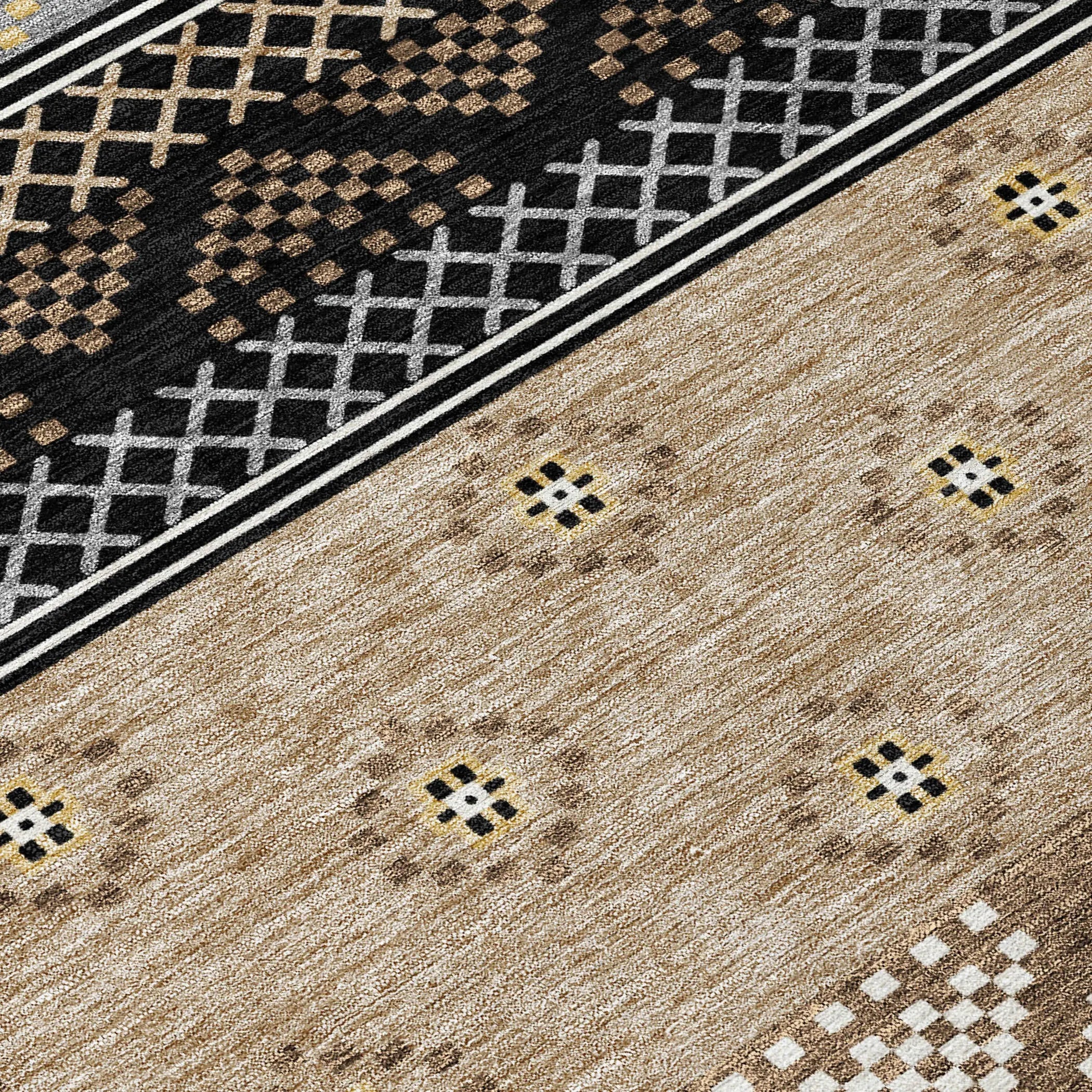3' X 5' Black And Beige Striped Washable Indoor Outdoor Area Rug Homeroots Outdoor