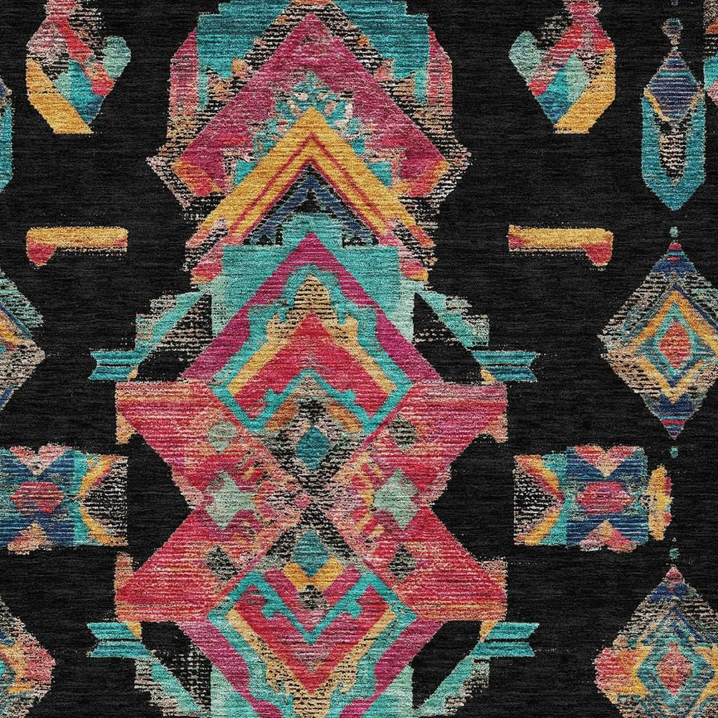 3' X 5' Black And Beige Tribal Washable Indoor Outdoor Area Rug Homeroots Outdoor