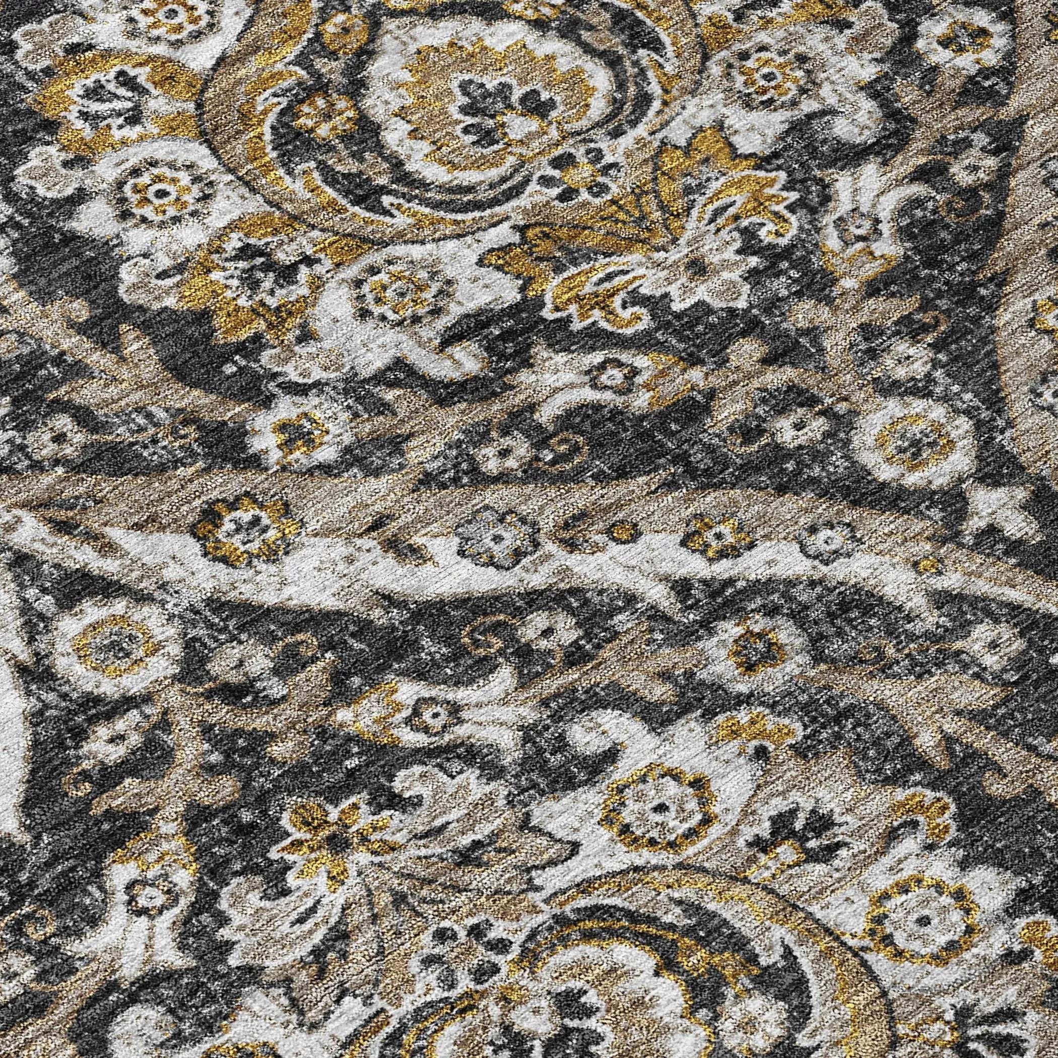 3' X 5' Black And Blue Floral Washable Indoor Outdoor Area Rug Homeroots Outdoor