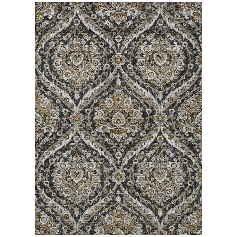3' X 5' Black And Blue Floral Washable Indoor Outdoor Area Rug Homeroots Outdoor