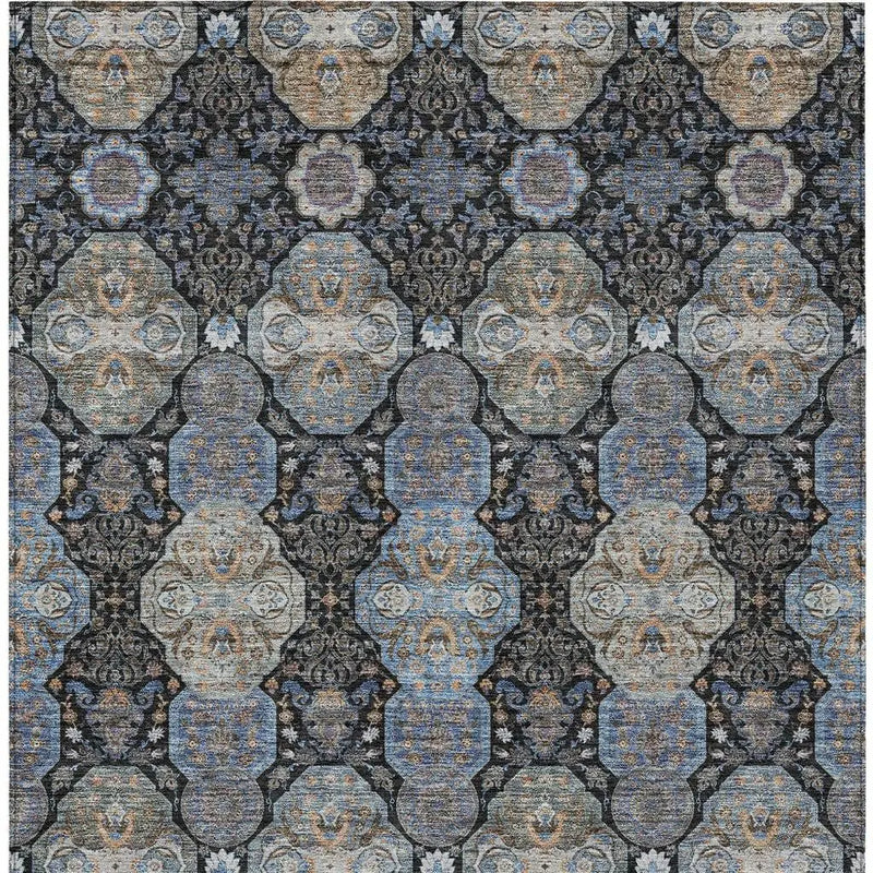 3' X 5' Black And Blue Floral Washable Indoor Outdoor Area Rug Homeroots Outdoor