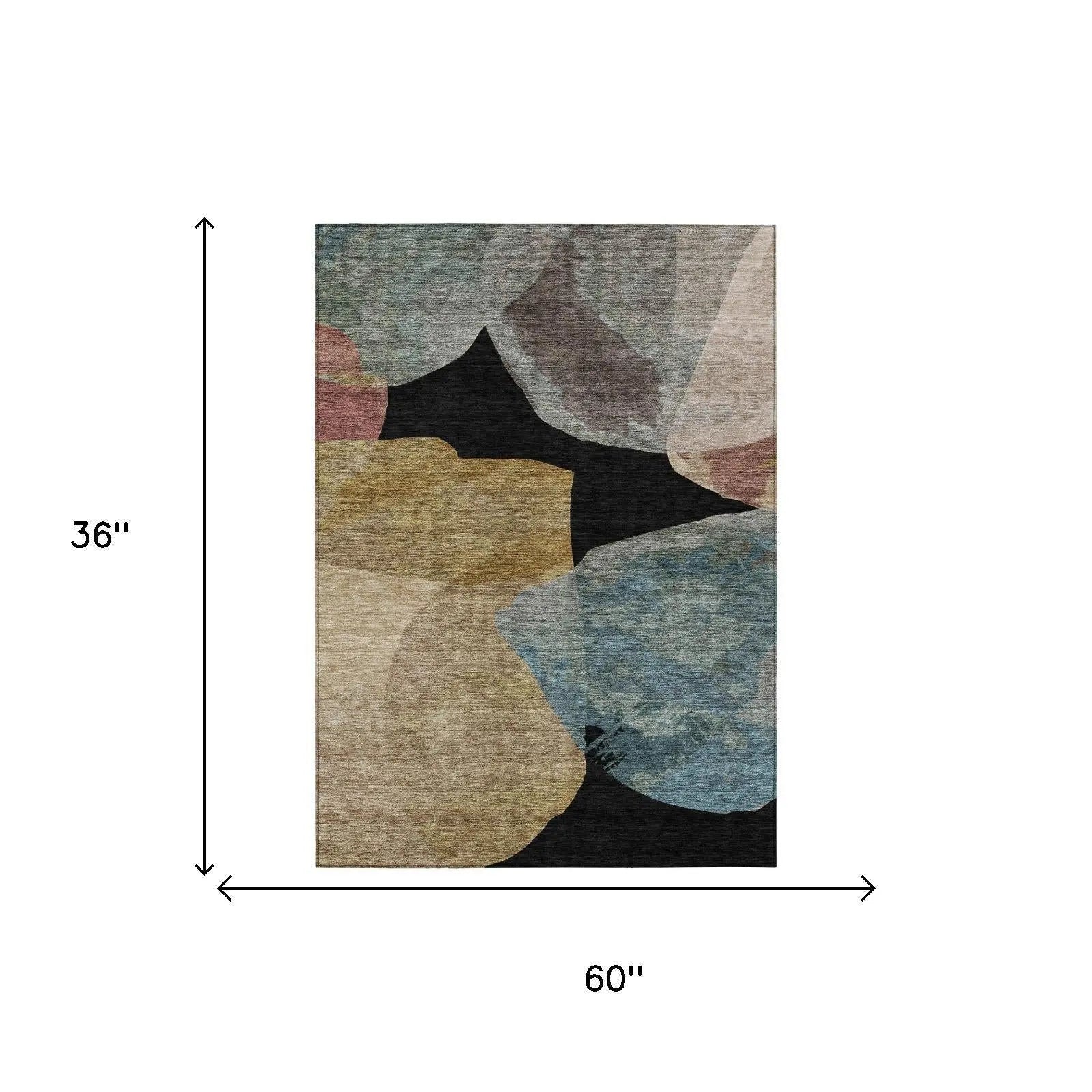 3' X 5' Black And Brown Abstract Washable Indoor Outdoor Area Rug Homeroots Outdoor