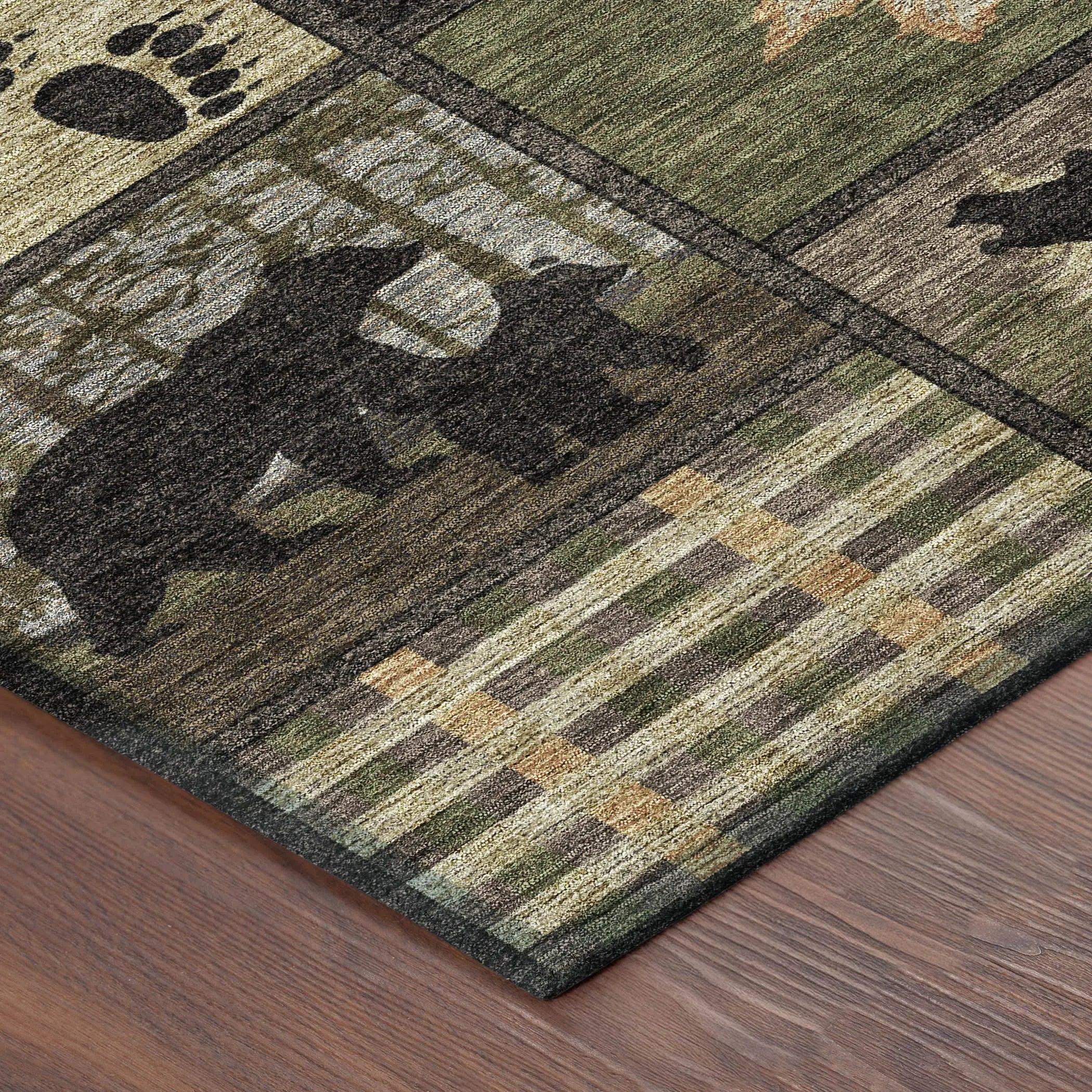 3' X 5' Black And Brown Bear Washable Indoor Outdoor Area Rug Homeroots Outdoor