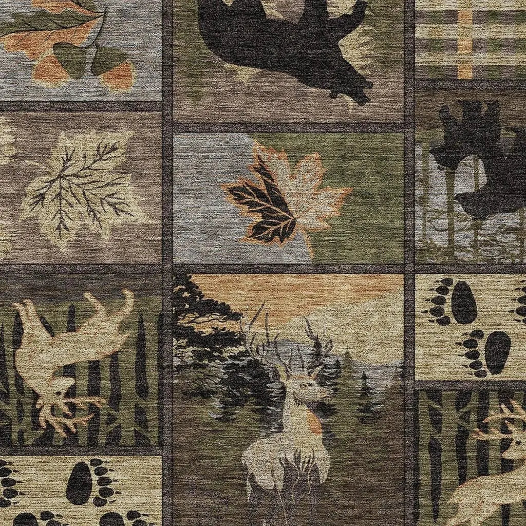 3' X 5' Black And Brown Bear Washable Indoor Outdoor Area Rug Homeroots Outdoor