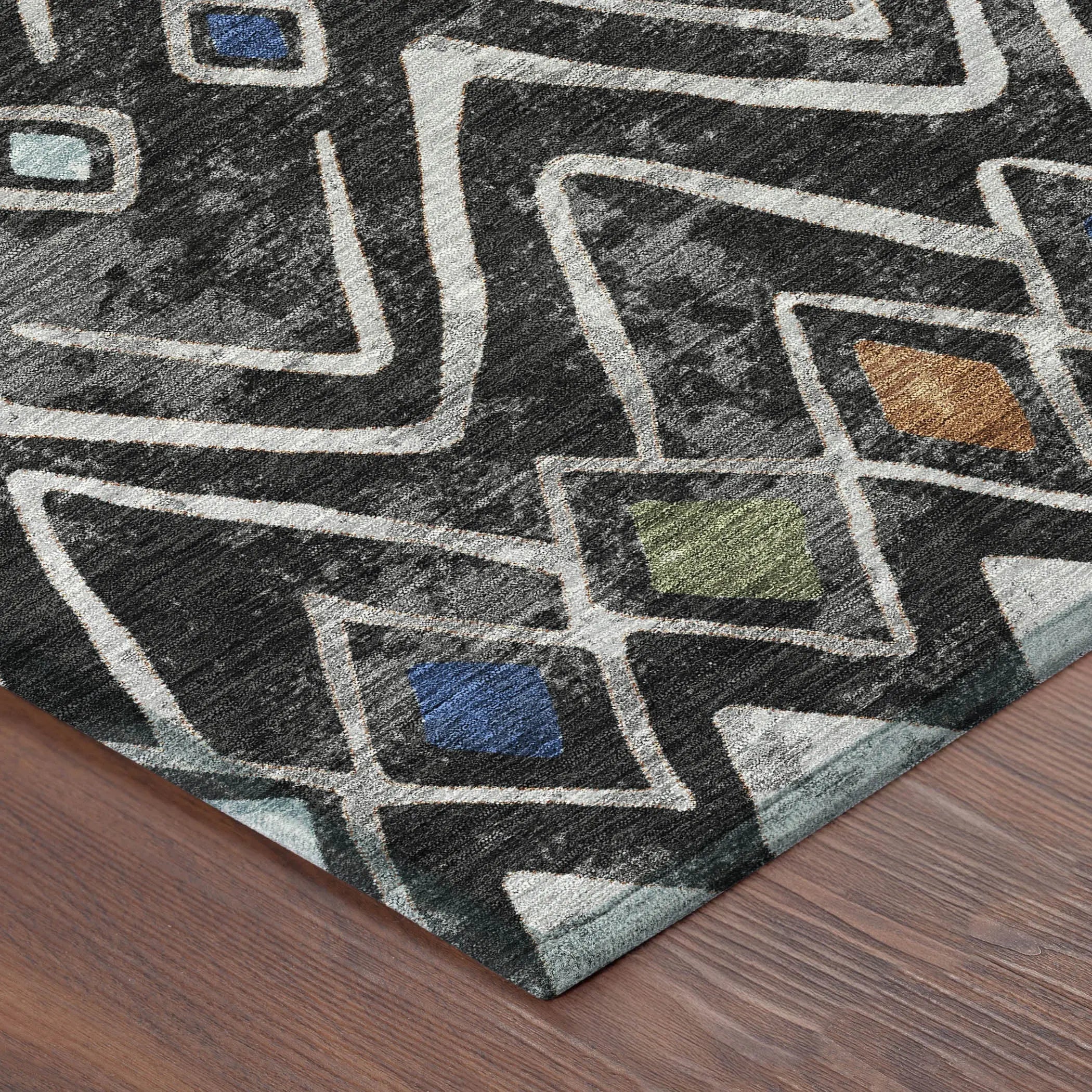 3' X 5' Black And Brown Geometric Washable Indoor Outdoor Area Rug Homeroots Outdoor
