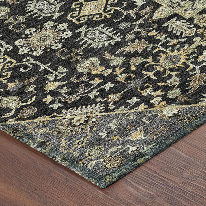3' X 5' Black And Brown Medallion Washable Indoor Outdoor Area Rug Homeroots Outdoor