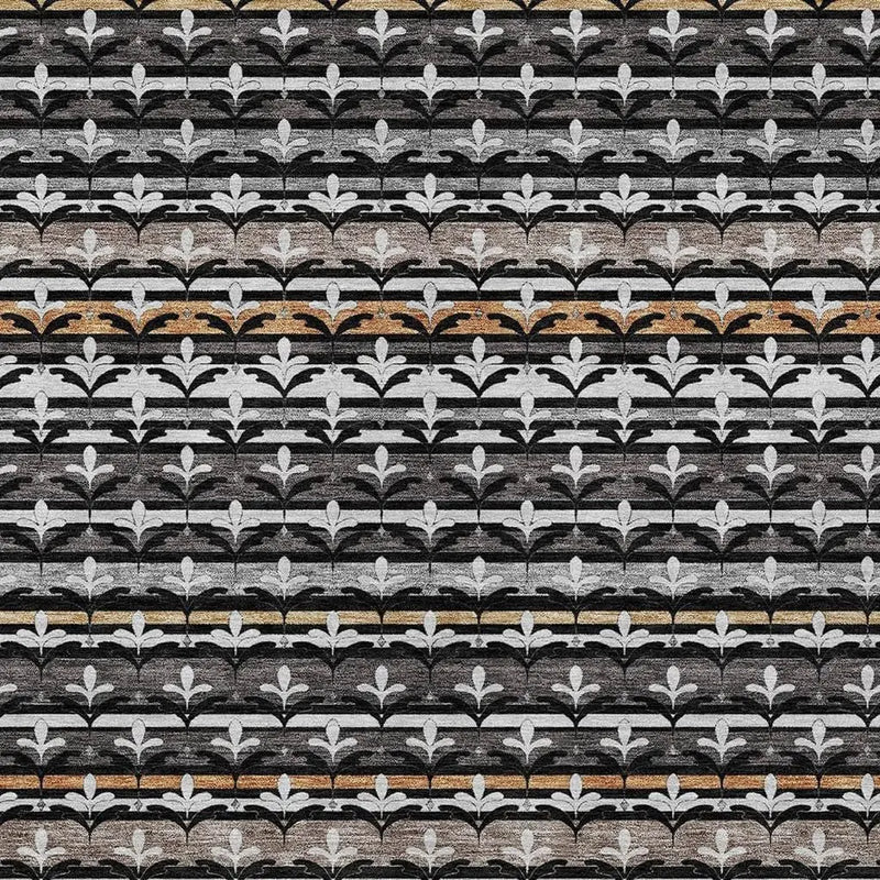 3' X 5' Black And Charcoal Damask Washable Indoor Outdoor Area Rug Homeroots Outdoor