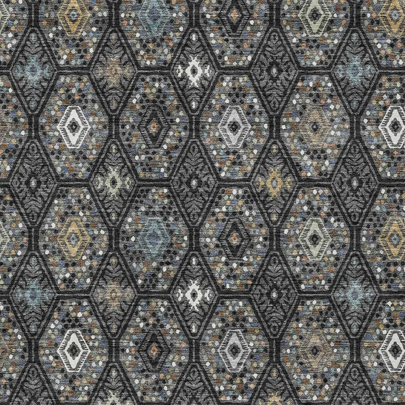 3' X 5' Black And Charcoal Geometric Washable Indoor Outdoor Area Rug Homeroots Outdoor
