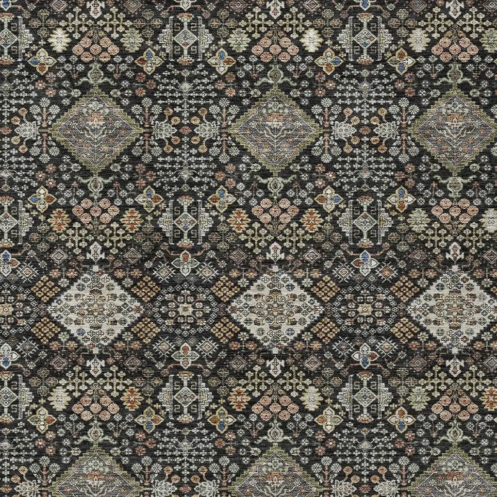 3' X 5' Black And Charcoal Geometric Washable Indoor Outdoor Area Rug Homeroots Outdoor