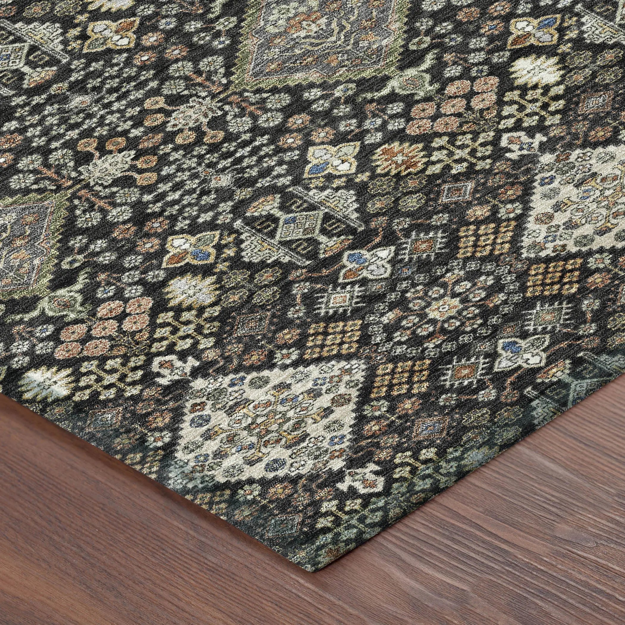 3' X 5' Black And Charcoal Geometric Washable Indoor Outdoor Area Rug Homeroots Outdoor