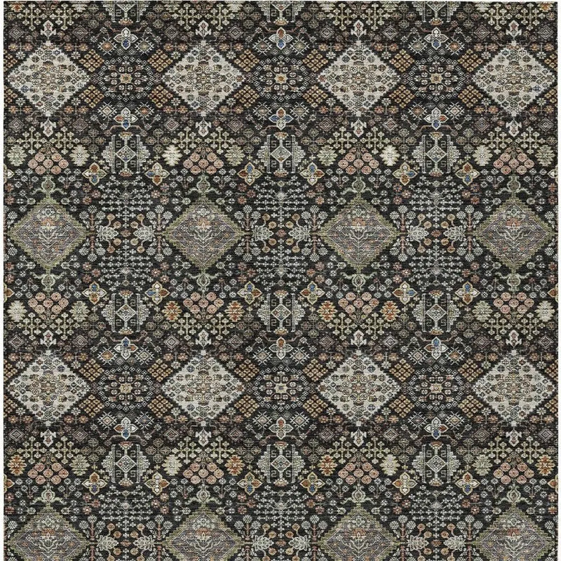 3' X 5' Black And Charcoal Geometric Washable Indoor Outdoor Area Rug Homeroots Outdoor