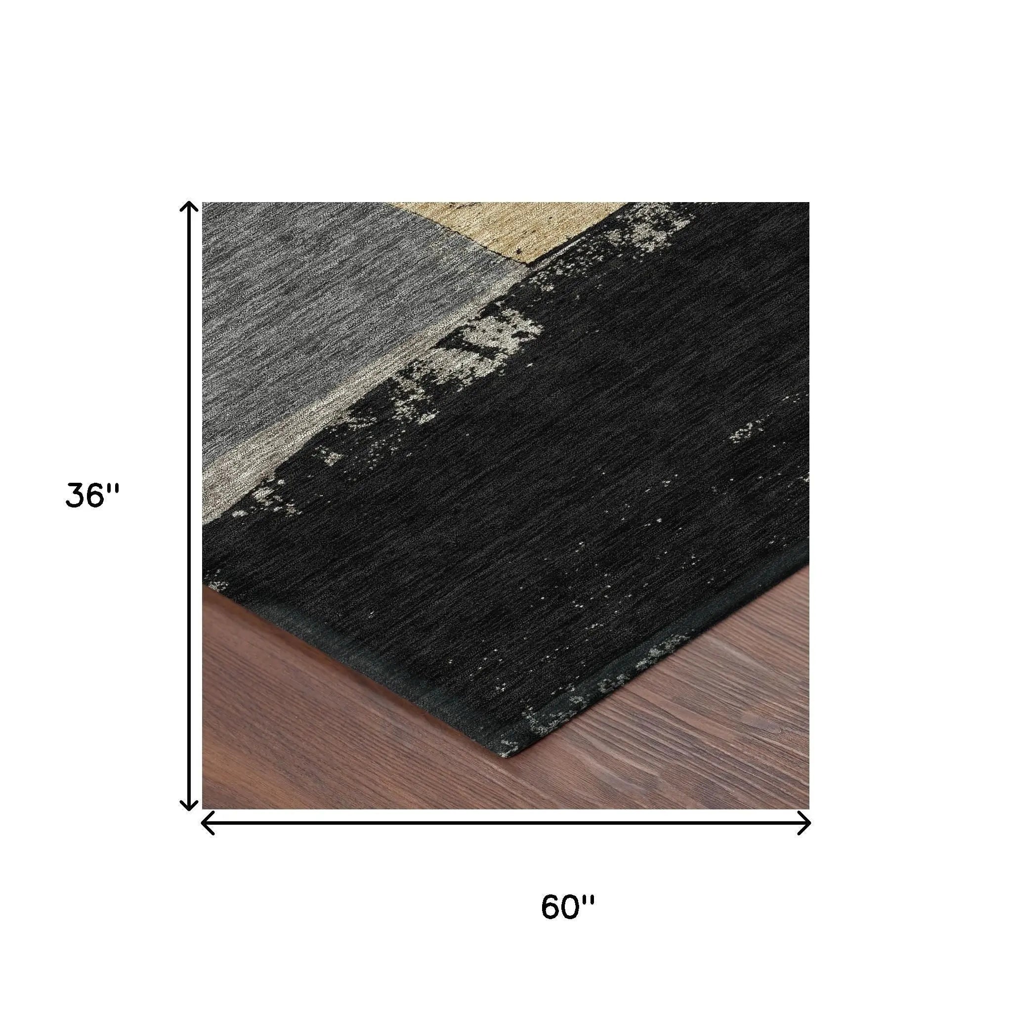 3' X 5' Black And Charcoal Geometric Washable Indoor Outdoor Area Rug Homeroots Outdoor