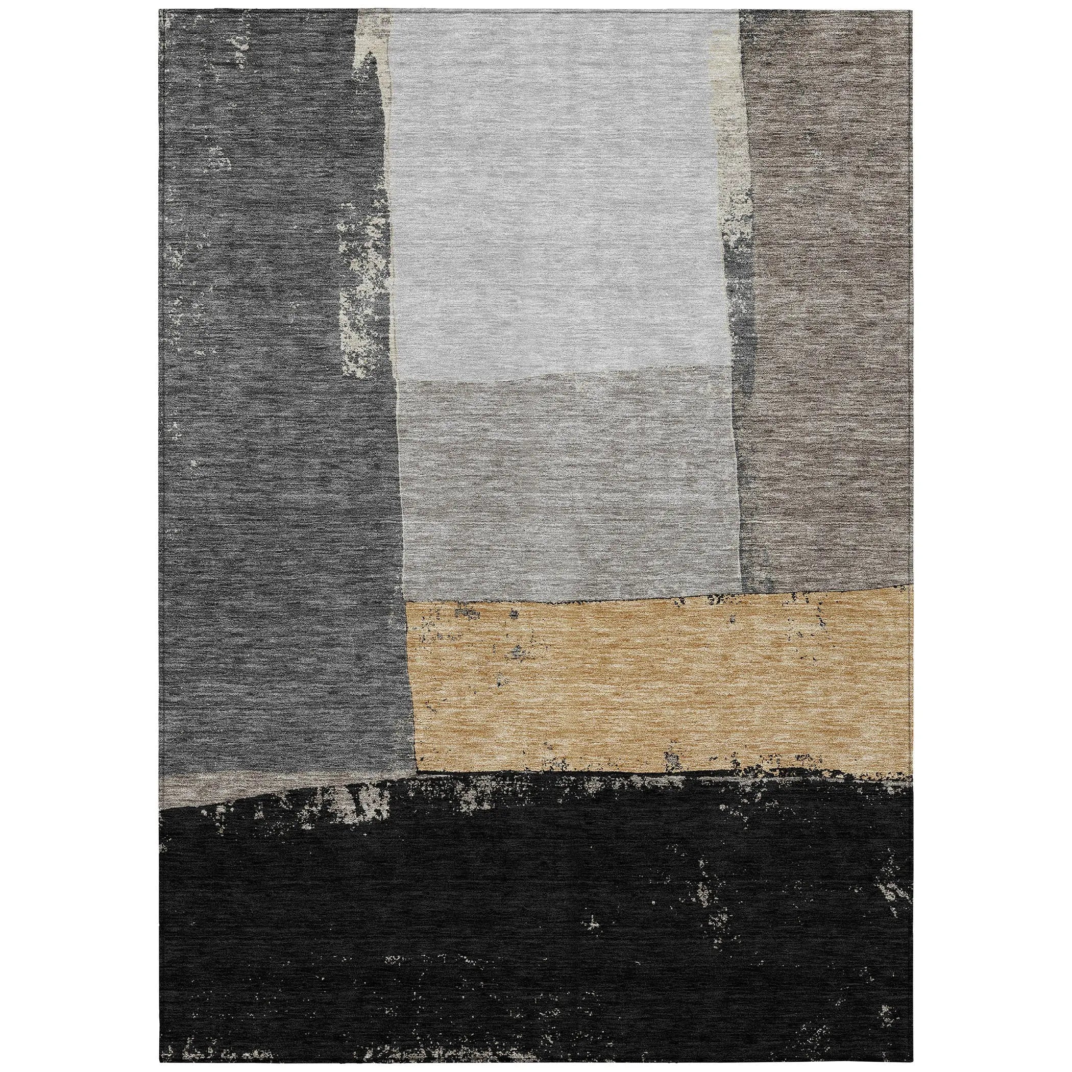 3' X 5' Black And Charcoal Geometric Washable Indoor Outdoor Area Rug Homeroots Outdoor