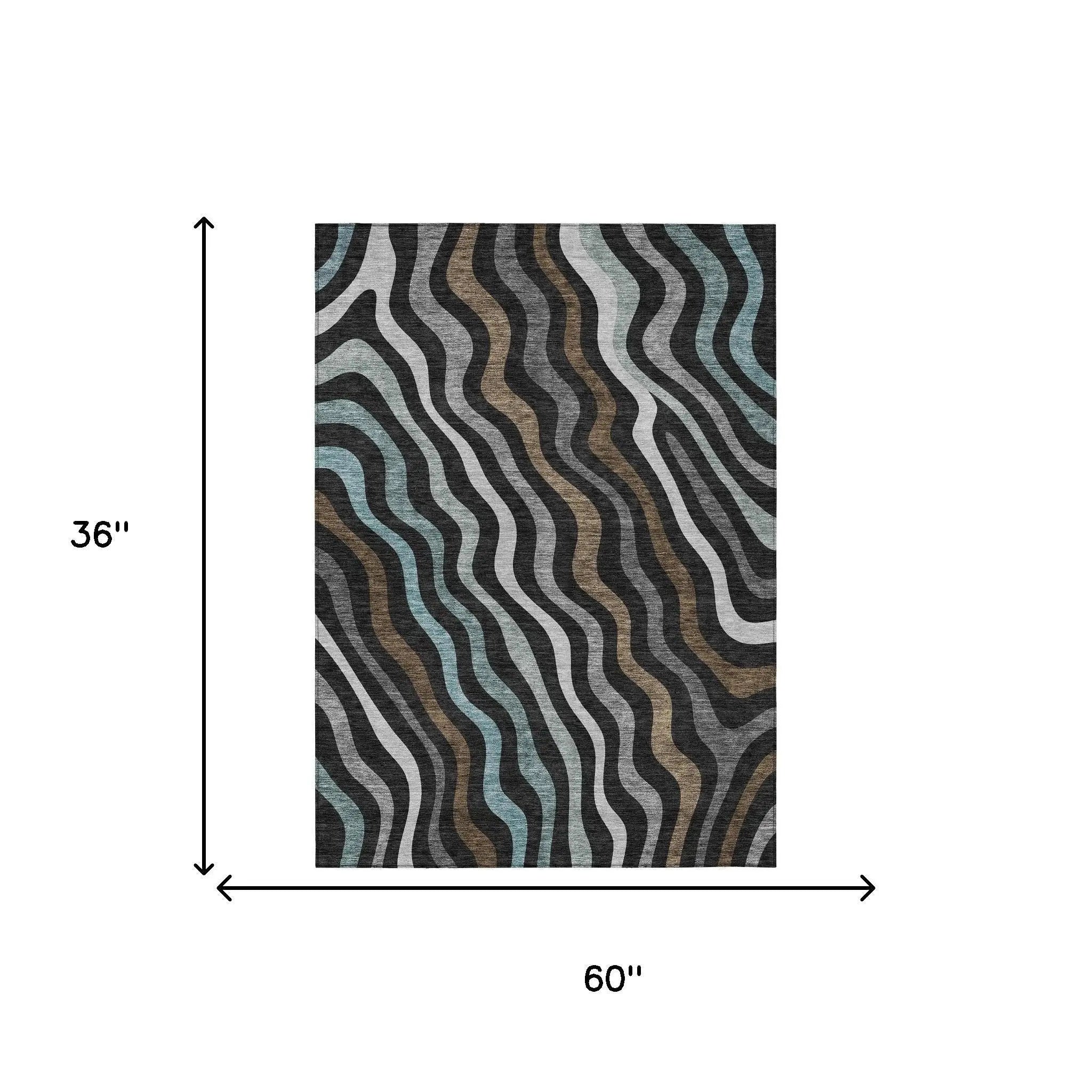3' X 5' Black And Chocolate Abstract Washable Indoor Outdoor Area Rug Homeroots Outdoor