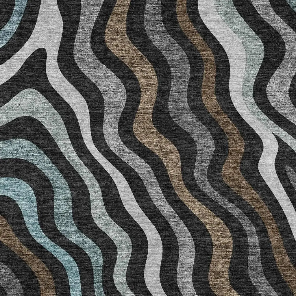 3' X 5' Black And Chocolate Abstract Washable Indoor Outdoor Area Rug Homeroots Outdoor