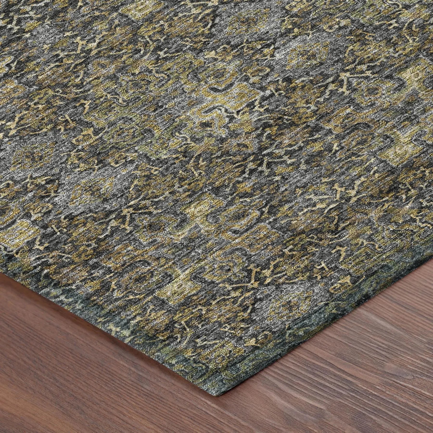 3' X 5' Black And Coffee Damask Washable Indoor Outdoor Area Rug Homeroots Outdoor