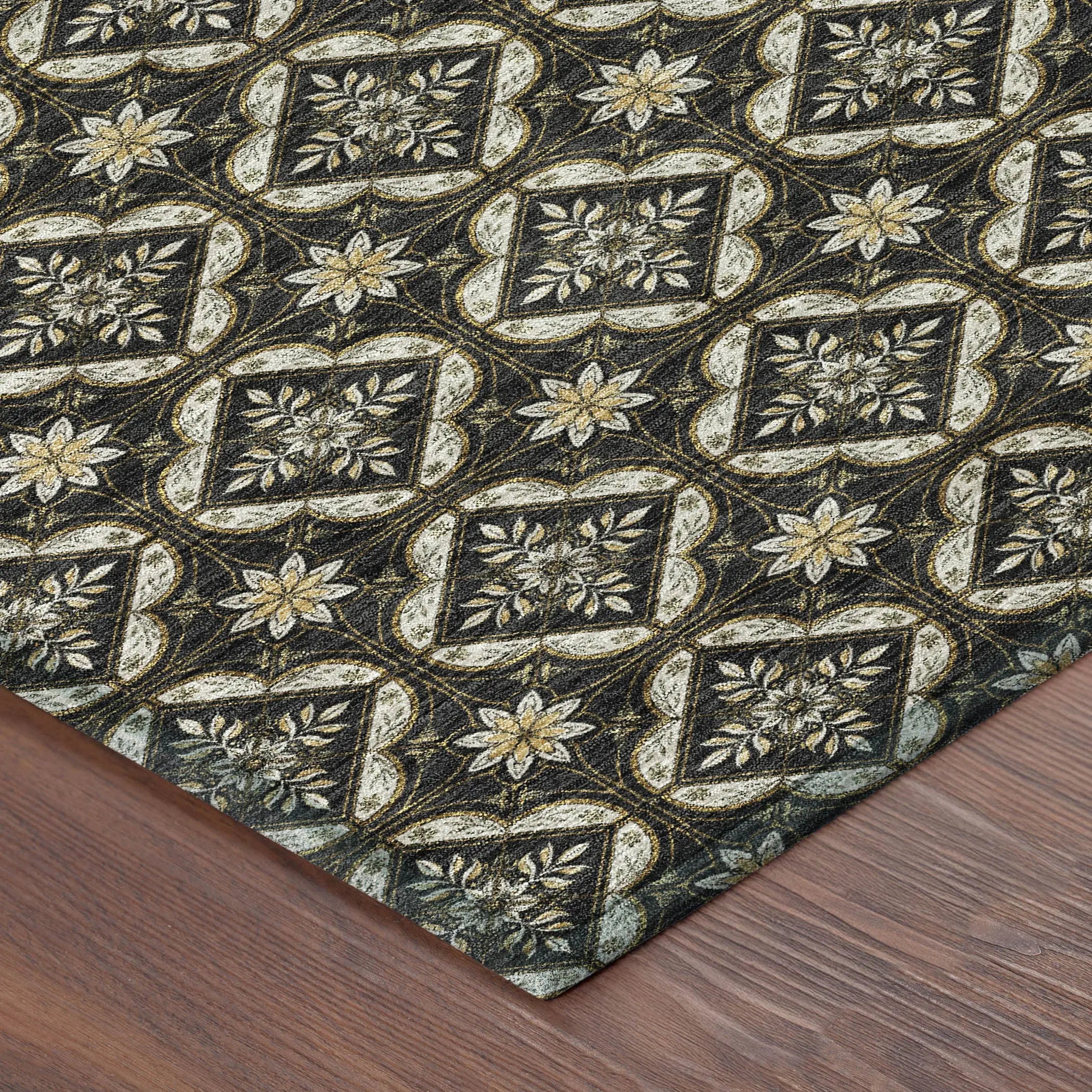 3' X 5' Black And Coffee Geometric Washable Indoor Outdoor Area Rug Homeroots Outdoor