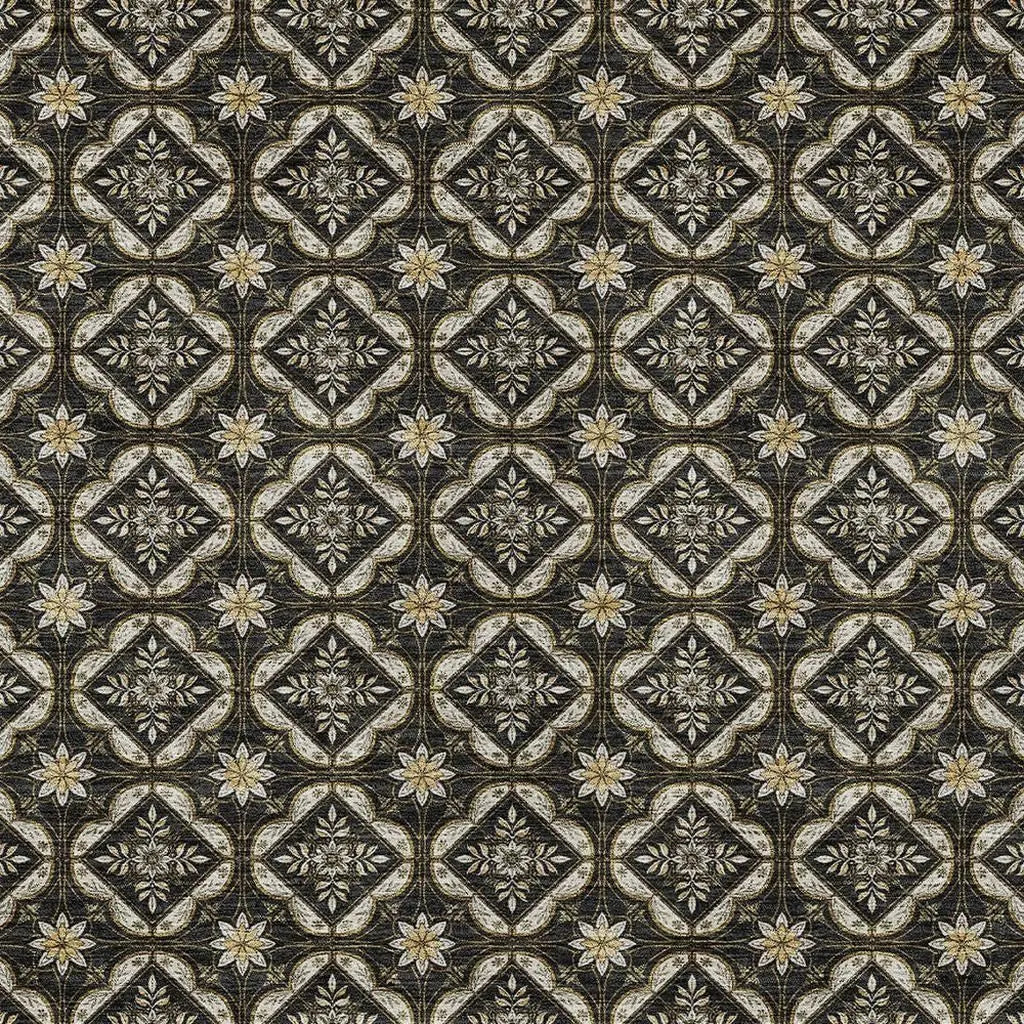 3' X 5' Black And Coffee Geometric Washable Indoor Outdoor Area Rug Homeroots Outdoor